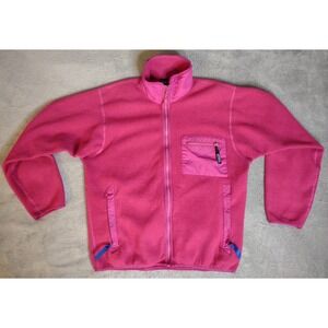 Patagonia Womens Full Zip Fleece Jacket Pink Retro Outdoor Made In USA Medium